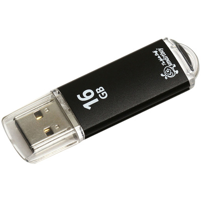 Память Smart Buy "V-Cut" 16GB, USB 2.0 Flash Drive, черный (металл. корпус )