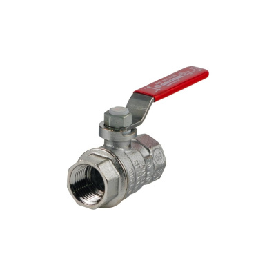 Шаровой кран Giacomini R850 1 1/2", внутренняя/внутренняя, ручка-рычаг красный, хромированный