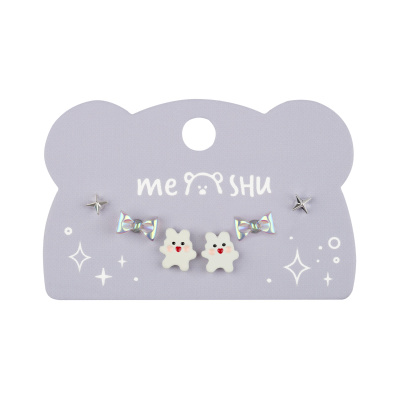 Серьги MESHU, бижутерия, серебристые, 3 пары, европодвес