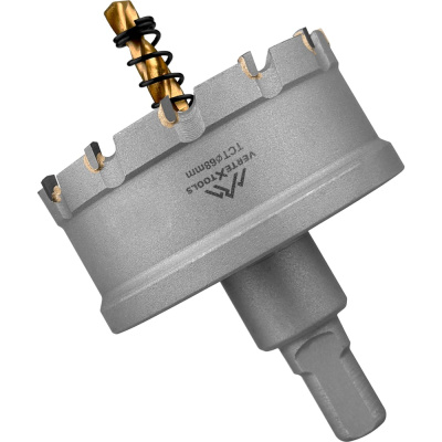 Коронка твердосплавная с центрирующим сверлом по металлу 68 мм vertextools 1819-68
