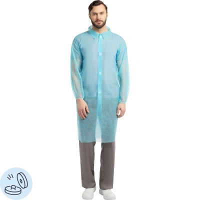 Халат на липучках 20гр/м2 р.XXXL, голубой (10шт/упак),арт.406-878-008,к