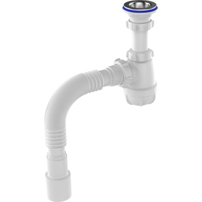 Сифон для умывальника Aquant 1 1/4"х40 с металлической решеткой с гофротрубой