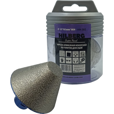 Фреза алмазная конусная по плитке 27-82 мм Hilberg Super Hard М14 HH382 Назначение: керамогранит, керамика, гранит