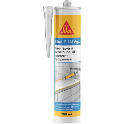 Высокоэффективный санитарный силиконовый герметик SIKA Sil-141 Aqua прозрачный Картридж 280мл