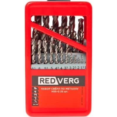 Набор сверл по металлу REDVERG 25 шт HSS-G, 1-13 мм(501052)