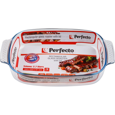 Форма из жаропрочного стекла PERFECTO LINEA 2.7 л, с крышкой, прямоугольная, 344x223x61 мм, 12-270011