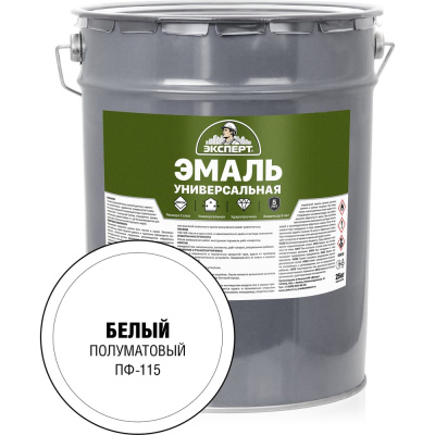 Универсальная алкидная эмаль ЭКСПЕРТ полуматовая, белая, 25 кг