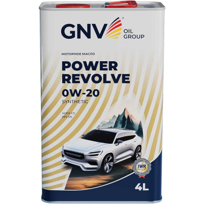 Масло моторное GNV Power Revolve 0W-20 Synthetic, ACEA C5, Volvo VCC RBS0-2AE, 4 л