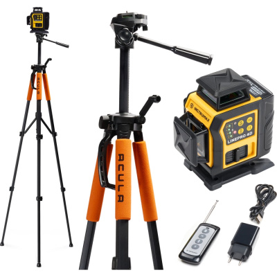 Комплект Профессиональный лазерный уровень INSTRUMAX LINEPRO 4D BAZA SET + Штатив (для лазерного уровня, усиленный