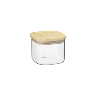 Банка для хранения Smart Solutions квадратная Glass Bamboo, 0.6 л