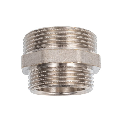 Ниппель переходной LD PRIDE DN40х32 (1 1/2"НР х 1 1/4"НР) латунь никель с биркой LD.67.513.40х32