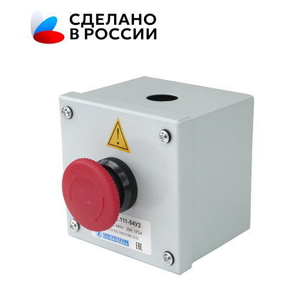 Пост управления Электротехник ПКУ-15-21.111-54У2 (КЕ141/2(1з и 1р) красная, гриб с фиксацией + PG-13,5)