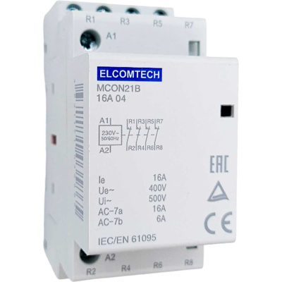 Контактор модульный ELCOMTECH 16A 4NC 230VAC (4НЗ 230В) 2х модуль