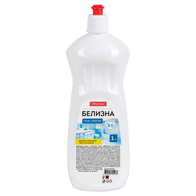 Средство чистящее отбеливающее OfficeClean "Белизна-гель", ультра, 3в1 хлор, 1 л