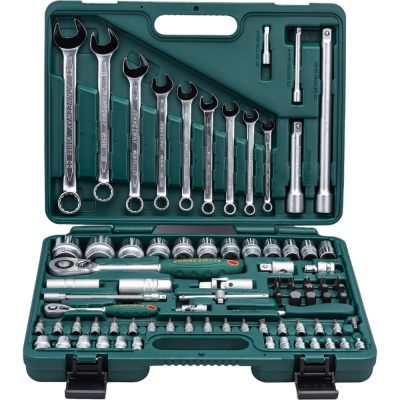 Набор торцевых головок 1/4"DR 4-14 мм и 1/2"DR 14-32 мм и комбинированных ключей 8-22 мм Jonnesway