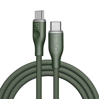 Кабель VOLTME USB2.0 Powerlink Rugg CTC 3A, USB-С - USB-C, 60W, 1м, зеленый, C2051