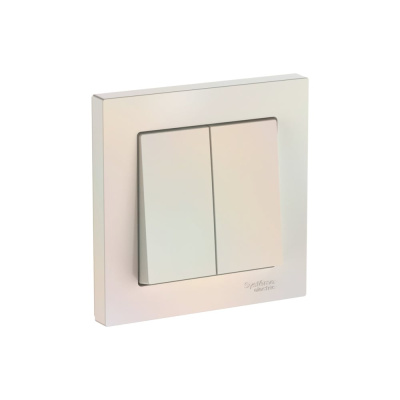 2-клавишный выключатель Systeme Electric ATLASDESIGN сх.5, 10АХ, в сборе, быстрозажим. клем., ЖЕМЧУГ