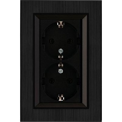 Розетка MAKEL 2-я с заземлением СП KAREA LINE STAR 16А IP20 черн.