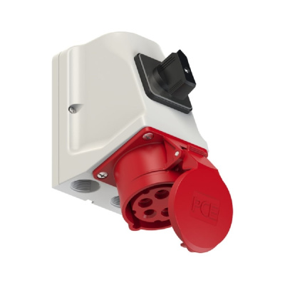 Розетка PCE настенная 16а/380v/3p+n+e/ip44 с выключателем 75915-6
