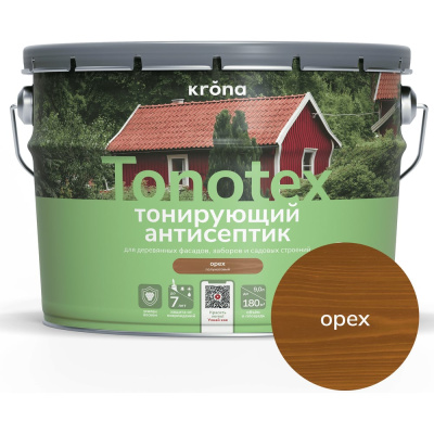 Пропитка для дерева KRONA Тонотекс для наружных и внутренних работ, орех 9 л