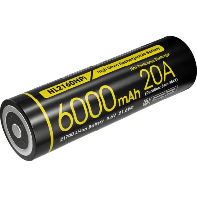 Аккумулятор NITECORE NL2160HPi 21700, 3.6 В, 6000 мАч, 21.6 Втч, 20 А 2707