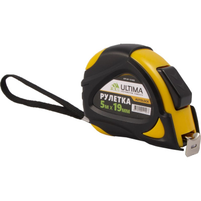 Рулетка Ultima AutoLock, 5 м х 19 мм, обрезиненный корпус, автомат