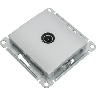 1-местный механизм проходной TV розетки Systeme Electric СП Glossa 4DB алюминий