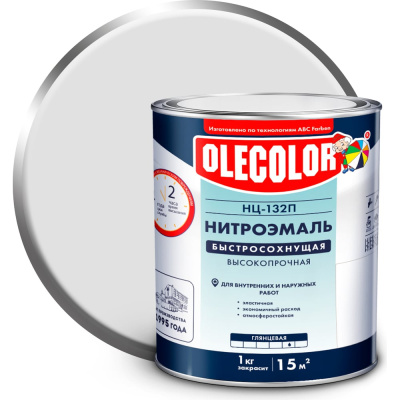 Эмаль OLECOLOR НЦ-132П белый, 1.7 кг