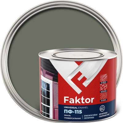 Эмаль ЯРОСЛАВСКИЕ КРАСКИ FAKTOR ПФ-115 (серая; банка 1,9 кг)