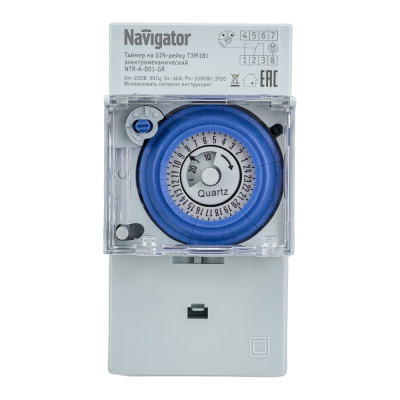 Таймер Navigator, NTR-A-D01-GR, на DIN-рейку, электромеханический