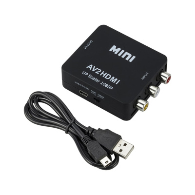 Конвертер AV-HDMI преобразует аналоговый композитный видеосигнал AV (CVBS) с устройства с интерфейсом RCA PALMEXX