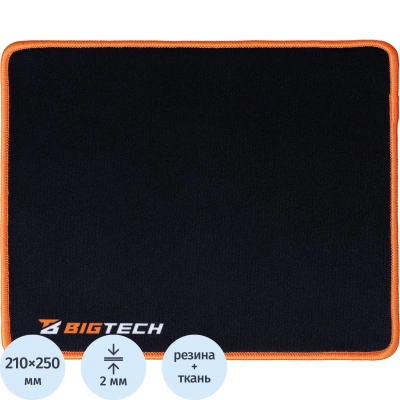 Коврик для мыши BigTech HMP0010 резина+ткань/25х21х0,2/черный, красный