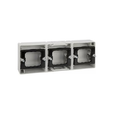Основание под 3-местную рамку Simon, IP55, 236*84*33мм, S44 Aqua, серый