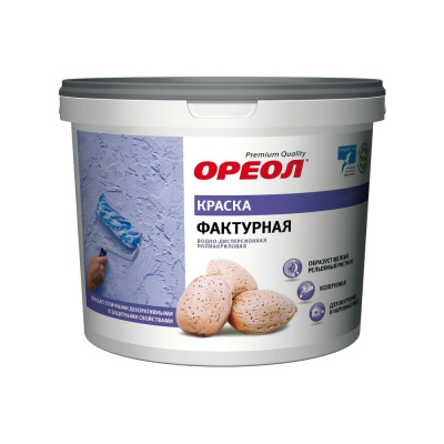 Фактурная краска Ореол ВД (полиакриловая; для наружных и внутренних работ; белая; 8 кг)