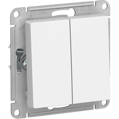 Выключатель двуклавишный Systeme ElectricAtlasDesign10А IP20 бел(ATN000151)