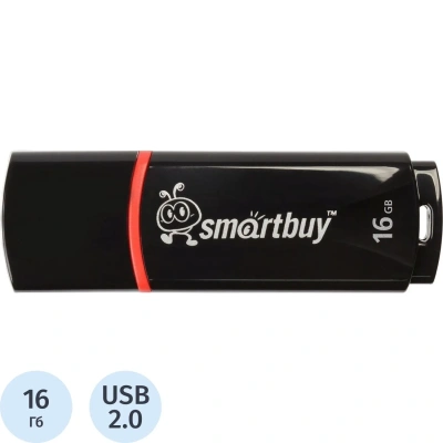 Память Smart Buy "Crown" 16GB, USB 2.0 Flash Drive, черный