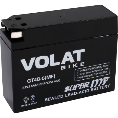 Мотоаккумулятор VOLAT 12V 2.5Ah GT4B-5(MF) R+ для мопеда, скутера 113x39x87 GT4B-5(MF) GT4B-5(MF)Volat