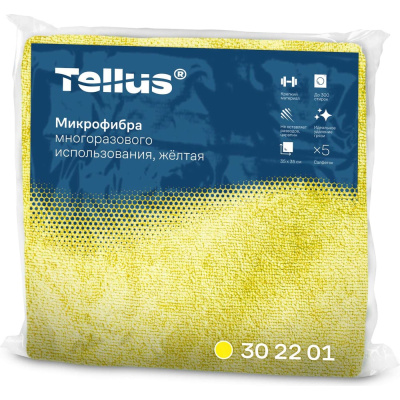 Микрофибра многоразового использования Tellus (TORK) арт жёлтый 5 шт в упак