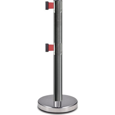 Стойка ограждения с 2-мя лентами Rusbarrier 5 м BS2LN-337635 CHROME red