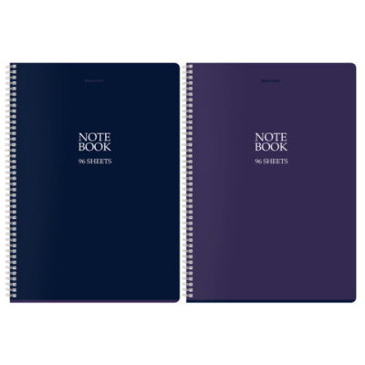 Тетрадь А4, 96 л., BRAUBERG, гребень, клетка, матовая ламинация, "NoteBookMono" (микс в спайке), 405315