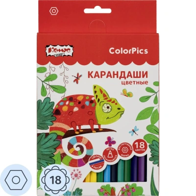 Карандаши цветные 18 цветов Комус Класс ColorPics, шестигранные