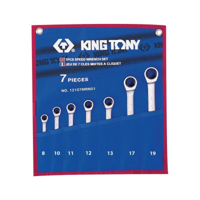 Набор комбинированных трещоточных ключей 8-19мм 7шт KING TONY
