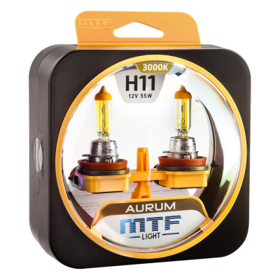 Лампа галогеновая MTF Light Aurum H11, 12В, 55Вт, 1600 лм, 3000К /6/60