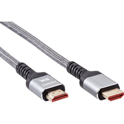 Кабель hdmi 19m/m ver 2.1 AOpen/Qust 8k 60hz оплетка 5m серый
