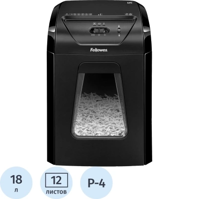 Уничтожитель (шредер) FELLOWES POWERSHRED 12C, 4 уровень секретности, фрагменты 4х40 мм, 12 л., 18 л, FS-71201