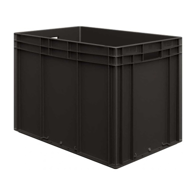 Пластиковый ящик (евроконтейнер) Дигрус 600х400х420 черный, с гладким дном, с ручками ЯС-EC6442.1-Ч/Д