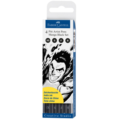 Набор капиллярных ручек Faber-Castell Pitt Artist Pen Manga Black set 4 шт