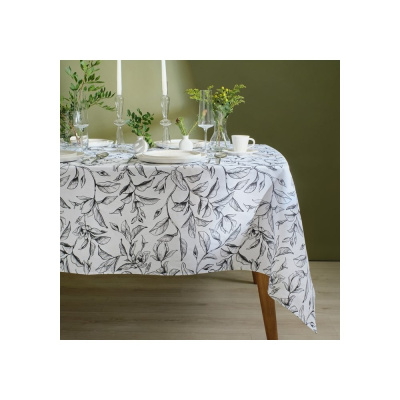 Скатерть Доляна Plant leaves 146x180 см, 100% хл, рогожка 164 г/м2