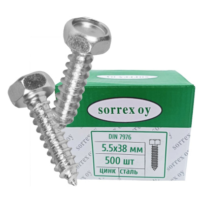 Саморез SORREX 5,5x38 с шестигранной головкой DIN 7976 (500штук) 7976-1-055-038 500