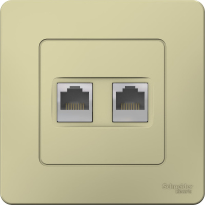 Двойная компьютерная розетка Systeme Electric Blanca скрытой установки, rj45, кат.5e, бежевый